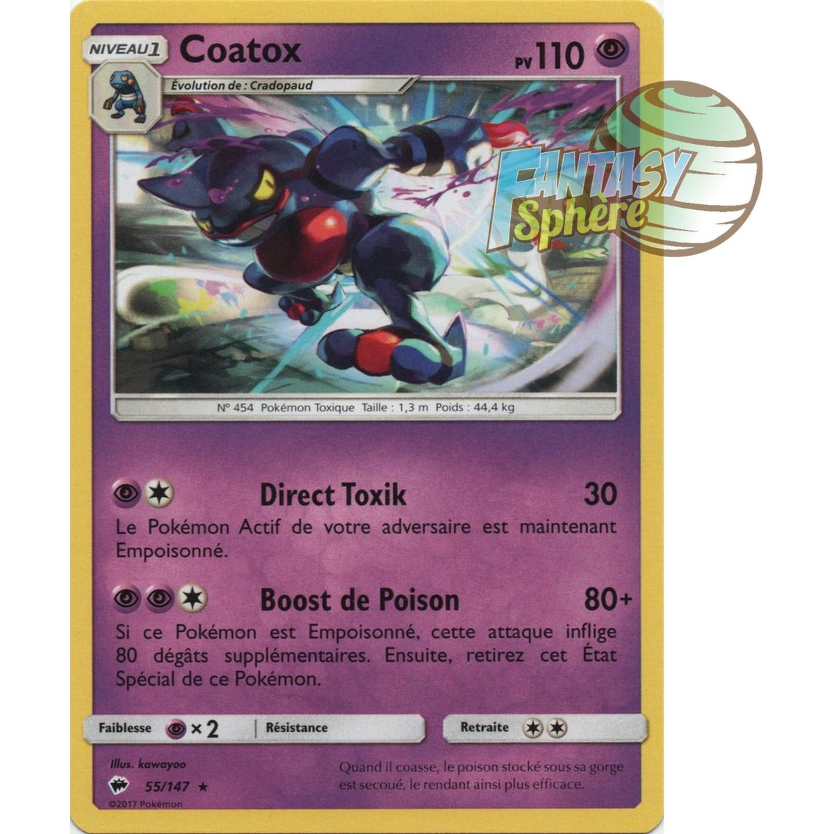 Item Coatox - Rare 55/147 - Soleil et Lune 3 Ombres Ardentes