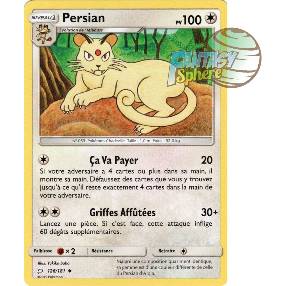 Item Persian - Peu commune 126/181 - Soleil et Lune 9 Duo de Choc