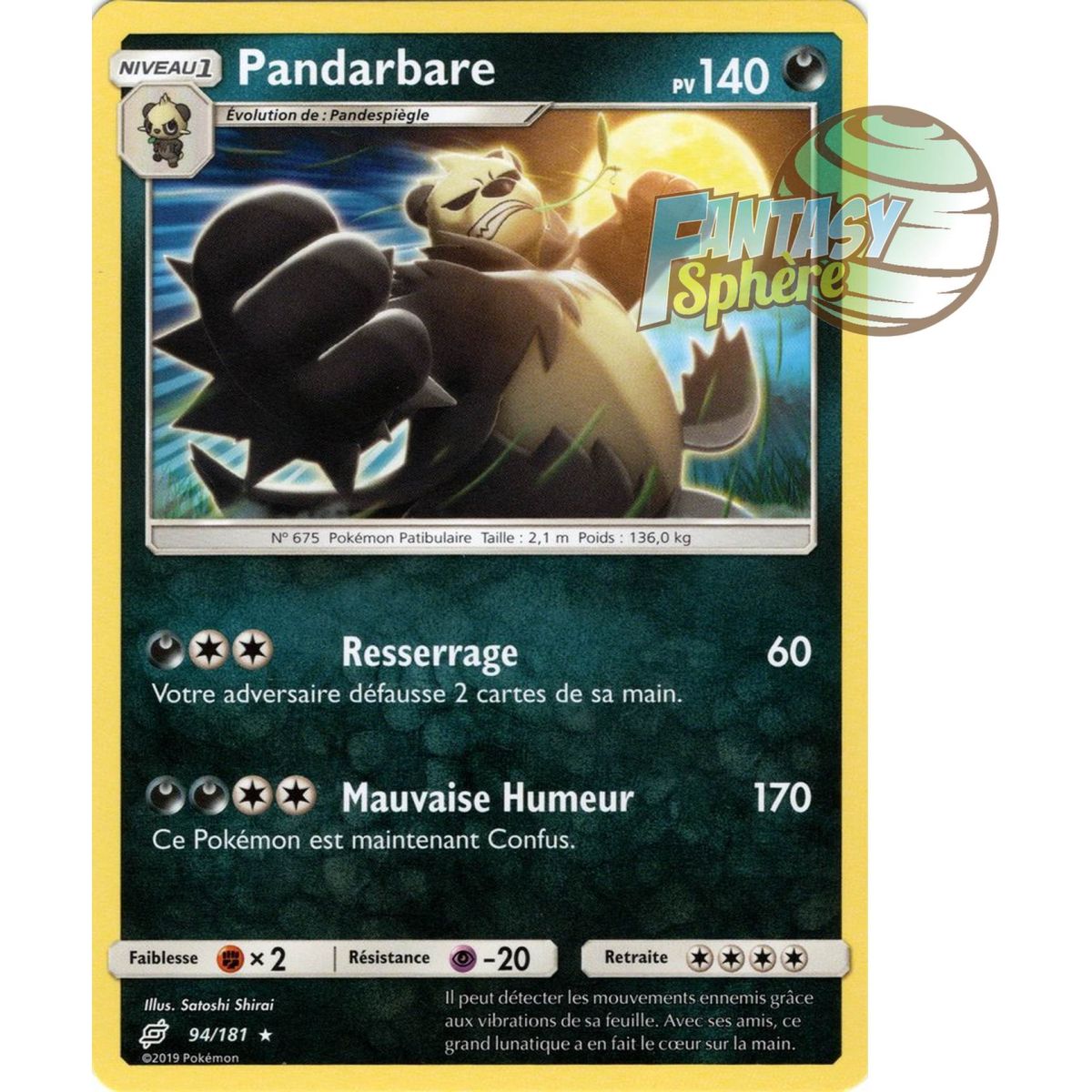 Item Pandarbare - Rare 94/181 - Soleil et Lune 9 Duo de Choc