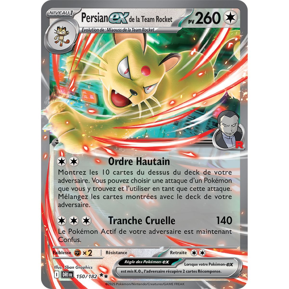Persian Ex de la Team Rocket - Double Rare 150/182 - Ecarlate et Violet 10 Rivalités Destinées