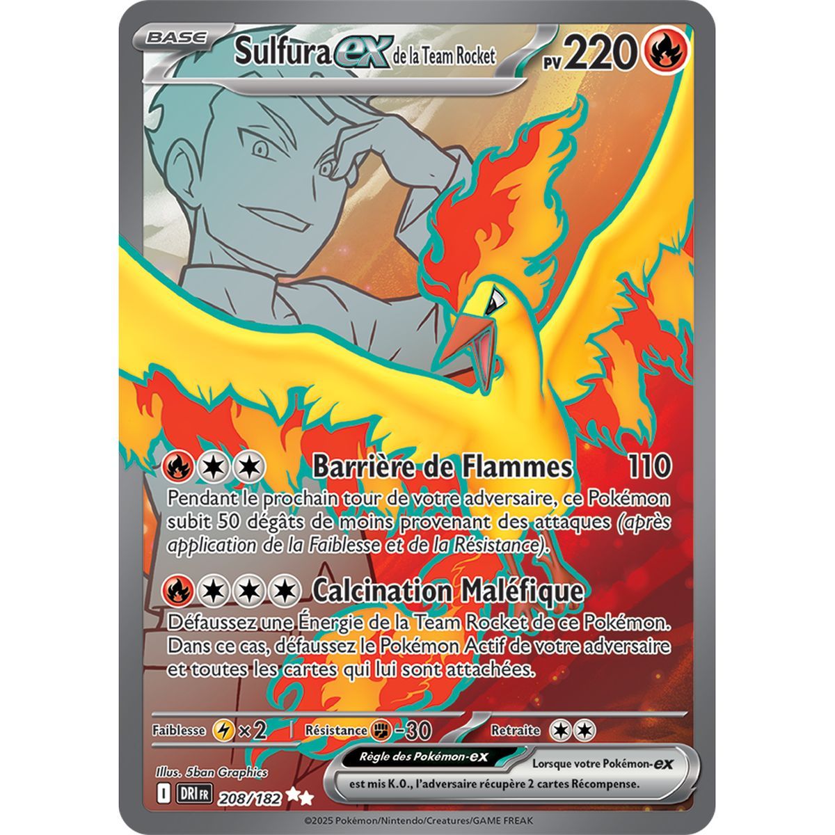 Sulfura Ex de la Team Rocket - Ultra Rare 208/182 - Ecarlate et Violet 10 Rivalités Destinées