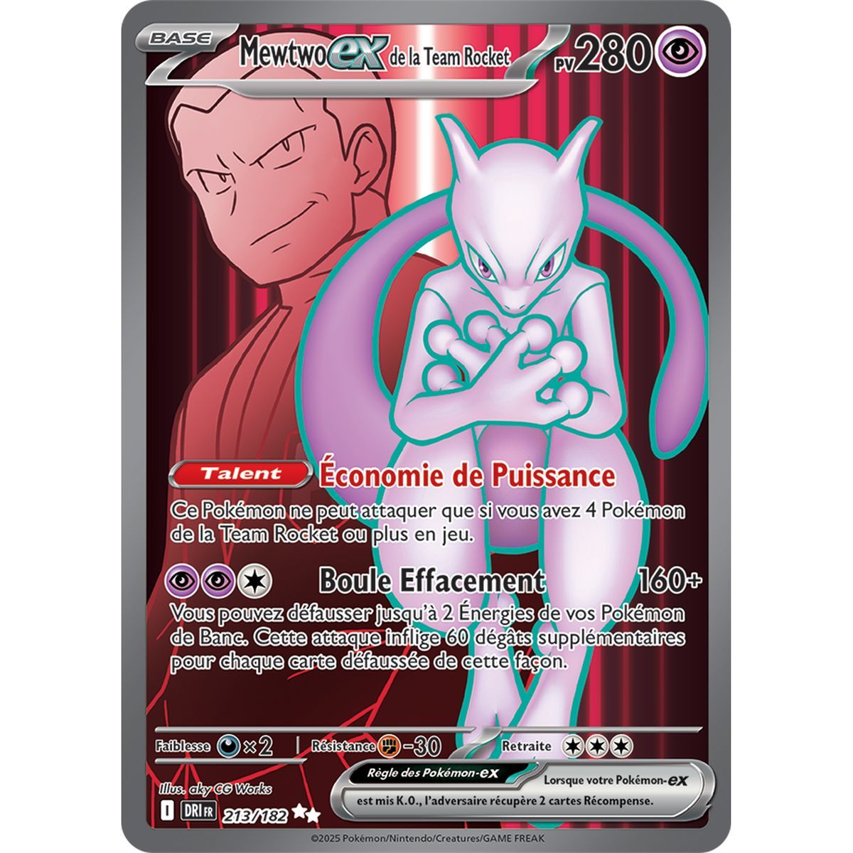 Mewtwo Ex de la Team Rocket - Ultra Rare 213/182 - Ecarlate et Violet 10 Rivalités Destinées