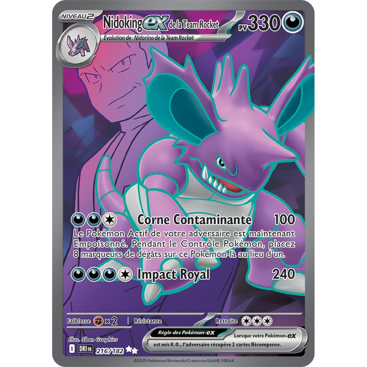 Item Nidoking Ex de la Team Rocket - Ultra Rare 216/182 - Ecarlate et Violet 10 Rivalités Destinées
