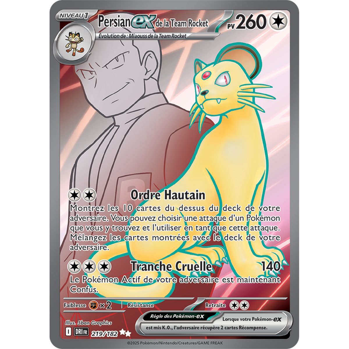 Item Persian Ex de la Team Rocket - Ultra Rare 219/182 - Ecarlate et Violet 10 Rivalités Destinées