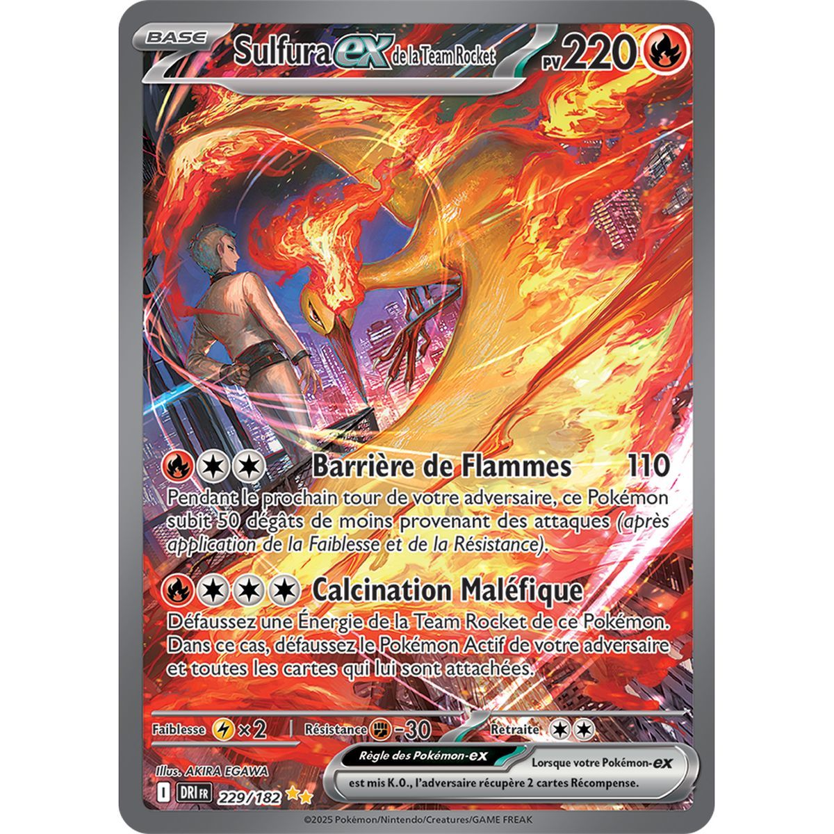 Item Sulfura Ex de la Team Rocket - Special Illustration Rare 229/182 - Ecarlate et Violet 10 Rivalités Destinées