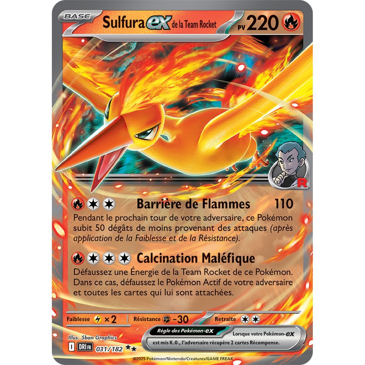 Item Sulfura Ex de la Team Rocket - Double Rare 31/182 - Ecarlate et Violet 10 Rivalités Destinées