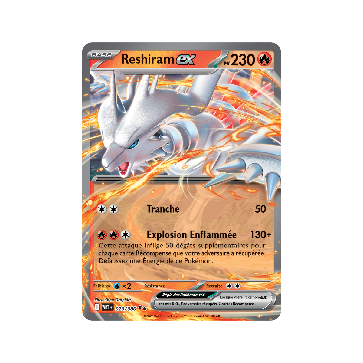 Item Reshiram-ex - Double Rare 20/86 - Ecarlate et Violet 10.5 Flamme Blanche