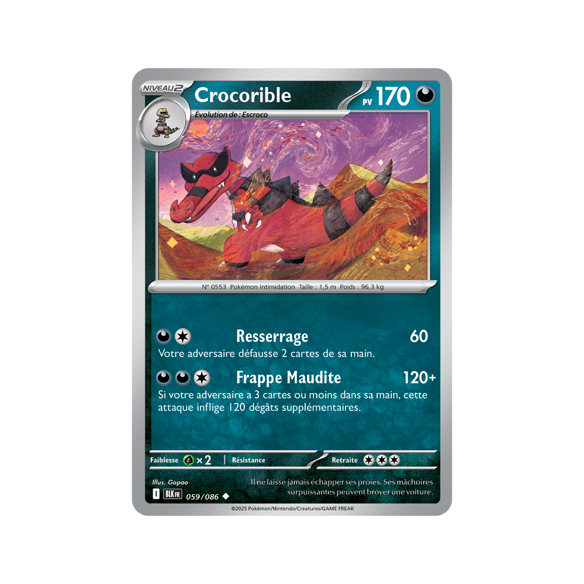 Crocorible - Peu Commune 59/86 - Ecarlate et Violet 10.5 Foudre Noire