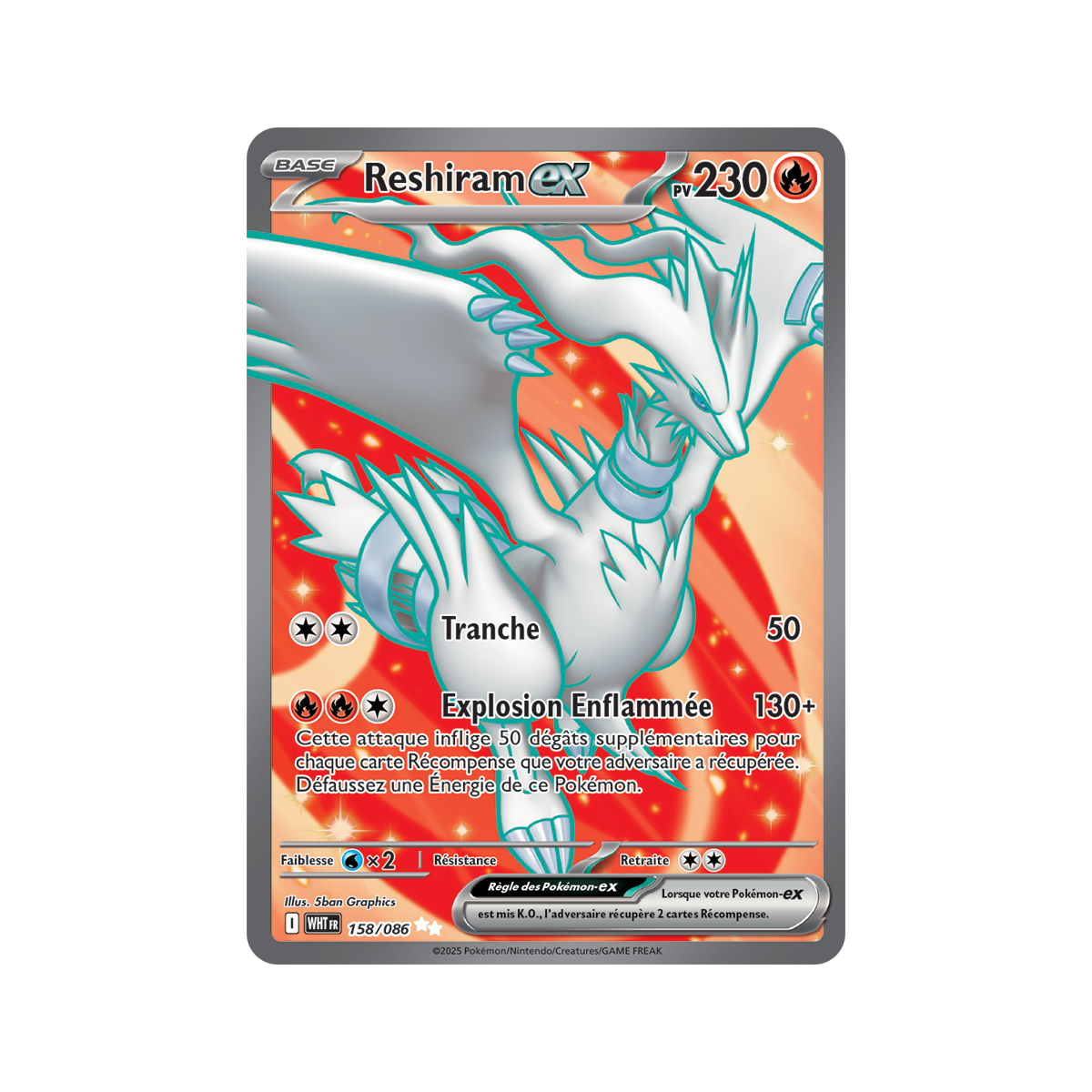 Item Reshiram-ex - Ultra Rare 158/86 - Ecarlate et Violet 10.5 Flamme Blanche