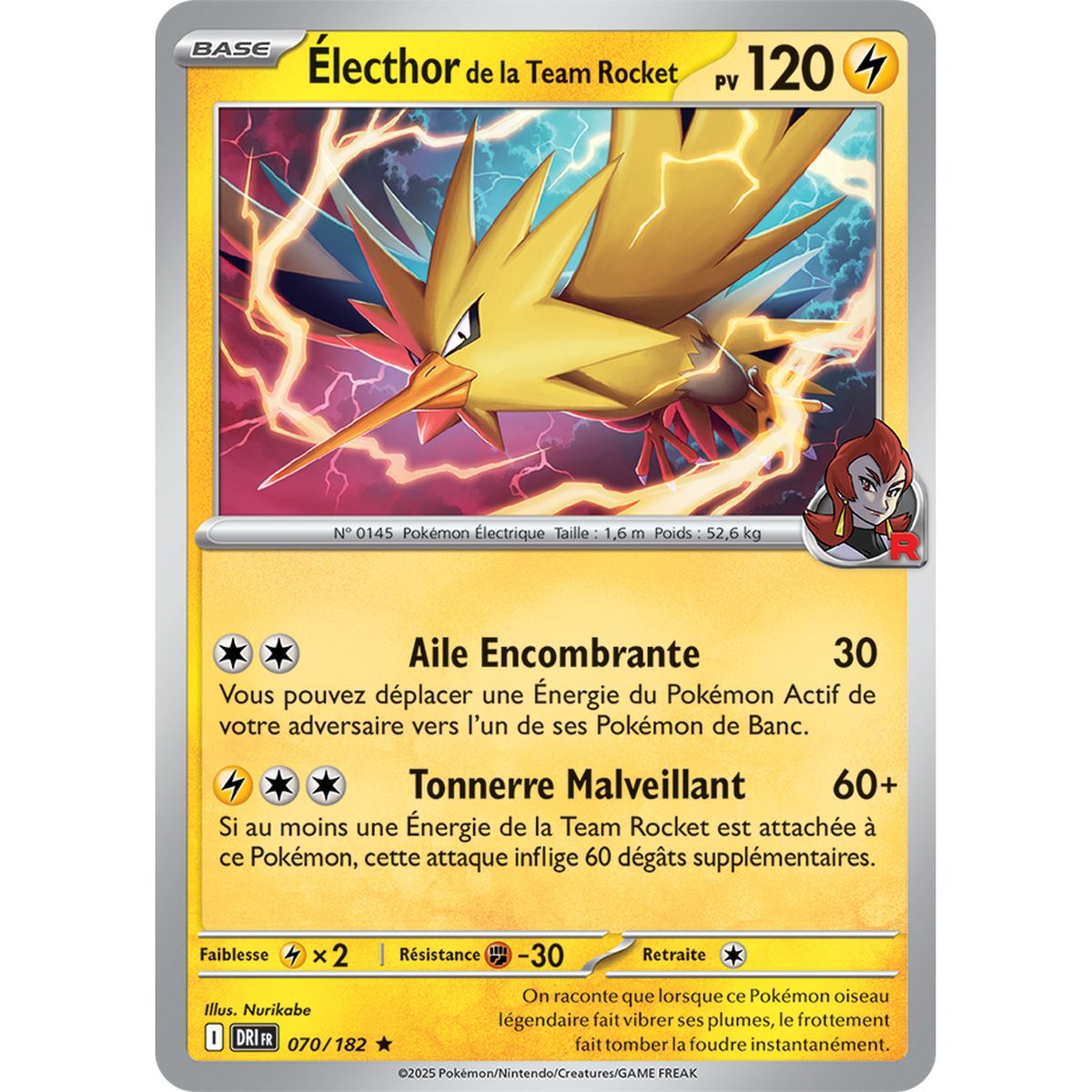 Électhor de la Team Rocket - Holo Rare 70/182 - Ecarlate et Violet 10 Rivalités Destinées
