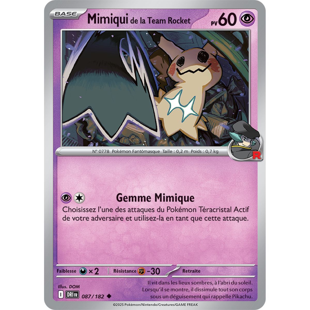 Item Mimiqui de la Team Rocket - Peu Commune 87/182 - Ecarlate et Violet 10 Rivalités Destinées