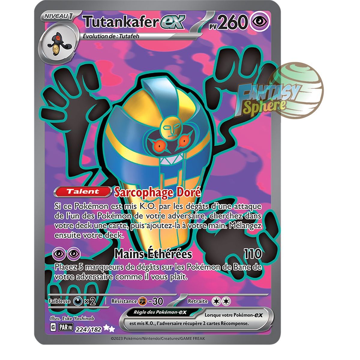 Item Tutankafer EX - Ultra Rare 224/182 - Ecarlate et Violet Faille Paradoxe