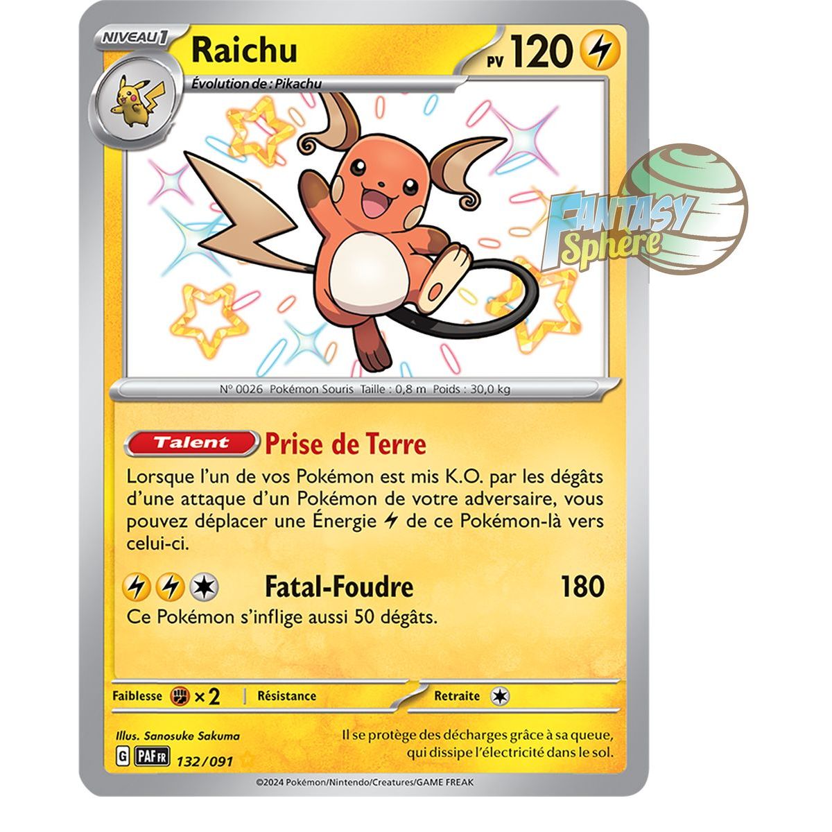 Item Raichu -  Shiny Rare 132/91 - Ecarlate et Violet Destinées de Paldea