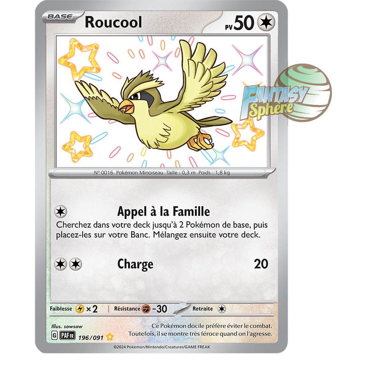 Item Roucool -  Shiny Rare 196/91 - Ecarlate et Violet Destinées de Paldea
