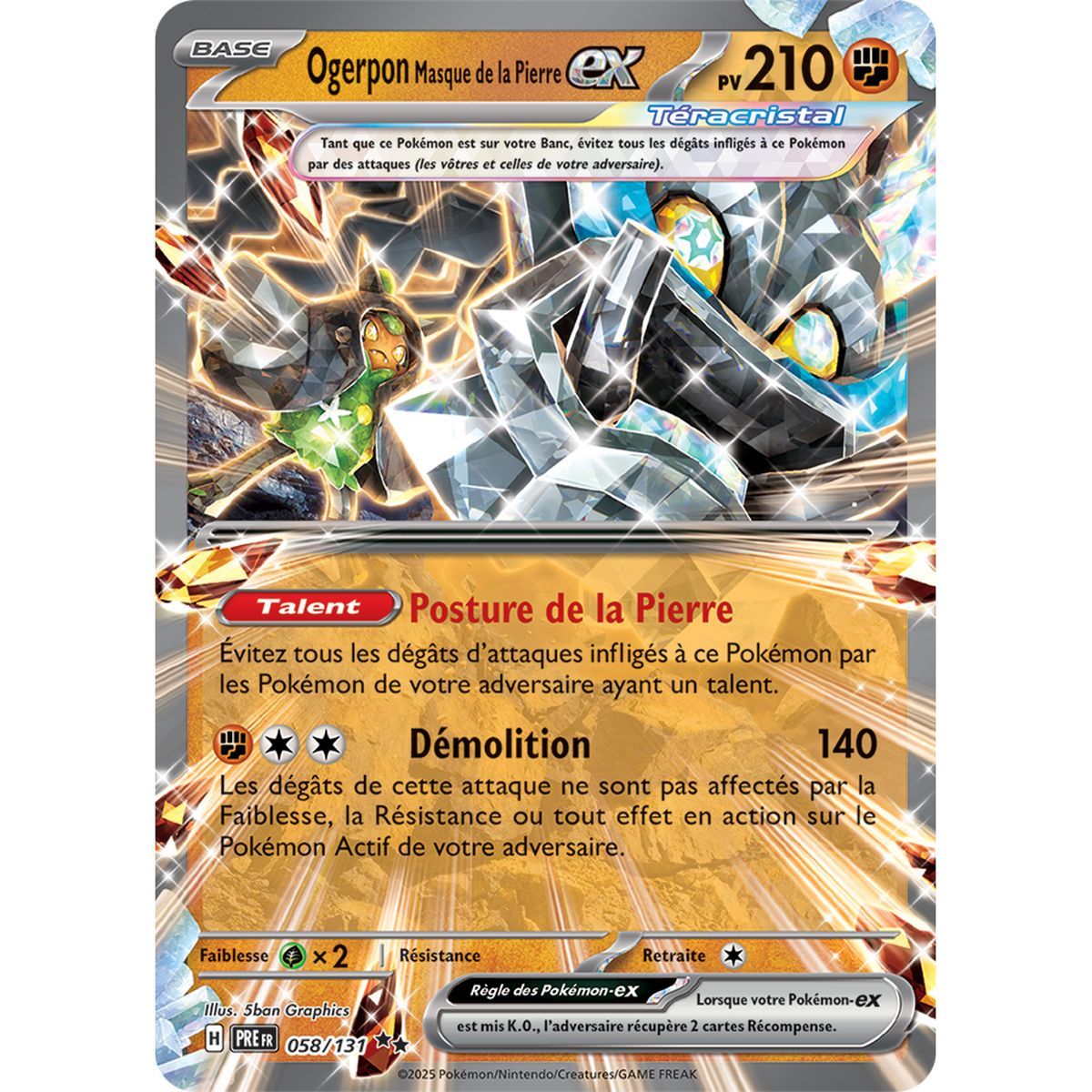 Ogerpon Masque de la Pierre-ex - Double Rare 58/131 - Ecarlate et Violet 8.5 Évolutions Prismatiques