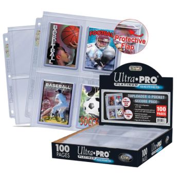 100 Pages de Classeur - 4 Cases Pour Toploaders : Secure Pages - Platinum Series - Ultra Pro