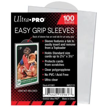 photo 100 Protèges Cartes - Standard - Easy Grip Sleeves 2.5"x3.5" - Souple - Ultra Pro