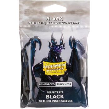 photo 100 Protèges Cartes - Standard - Perfect Fit Black Thick - Dragon Shield