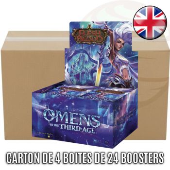 photo Carton de 4 Boites de 24 Boosters - Omens of the Third Age - Flesh & Blood - FAB - EN