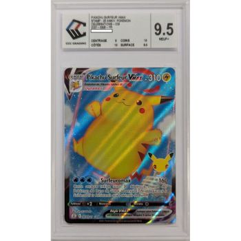 [CCC 9.5 - Neuf+] - Carte Gradée - Pikachu Surfeur VMAX 009/025 - Epee & Bouclier : Celebrations - 2021 - Pokémon - Français