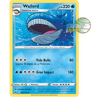 Item Wailord - Reverse 32/159 - Epee et Bouclier 12.5 Zenith Supreme