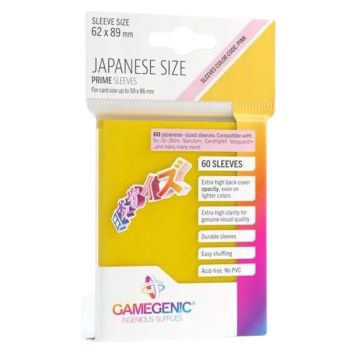 Gamegenic - Japanese Size - 60 Prime Sleeves Yellow - 62x89 Small (60)