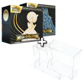 photo Lot de 2 Méga-Évolution : 2 ETB (Méga-Gardevoir + Méga-Lucario) + 2 Protection ETB Plastique Phoenix Shield