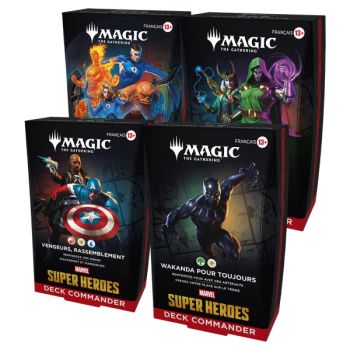 Lot de 4 Decks Commander - Marvel Super Heroes - Magic The Gathering - FR