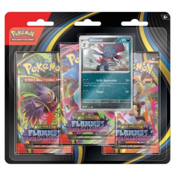 Tri-Pack - 3 Boosters - Farfuret/Dimoret - Méga-Évolution : Flammes Fantasmagoriques - [ME02 - PFL] - Pokémon - FR (Modèle Aléatoire)