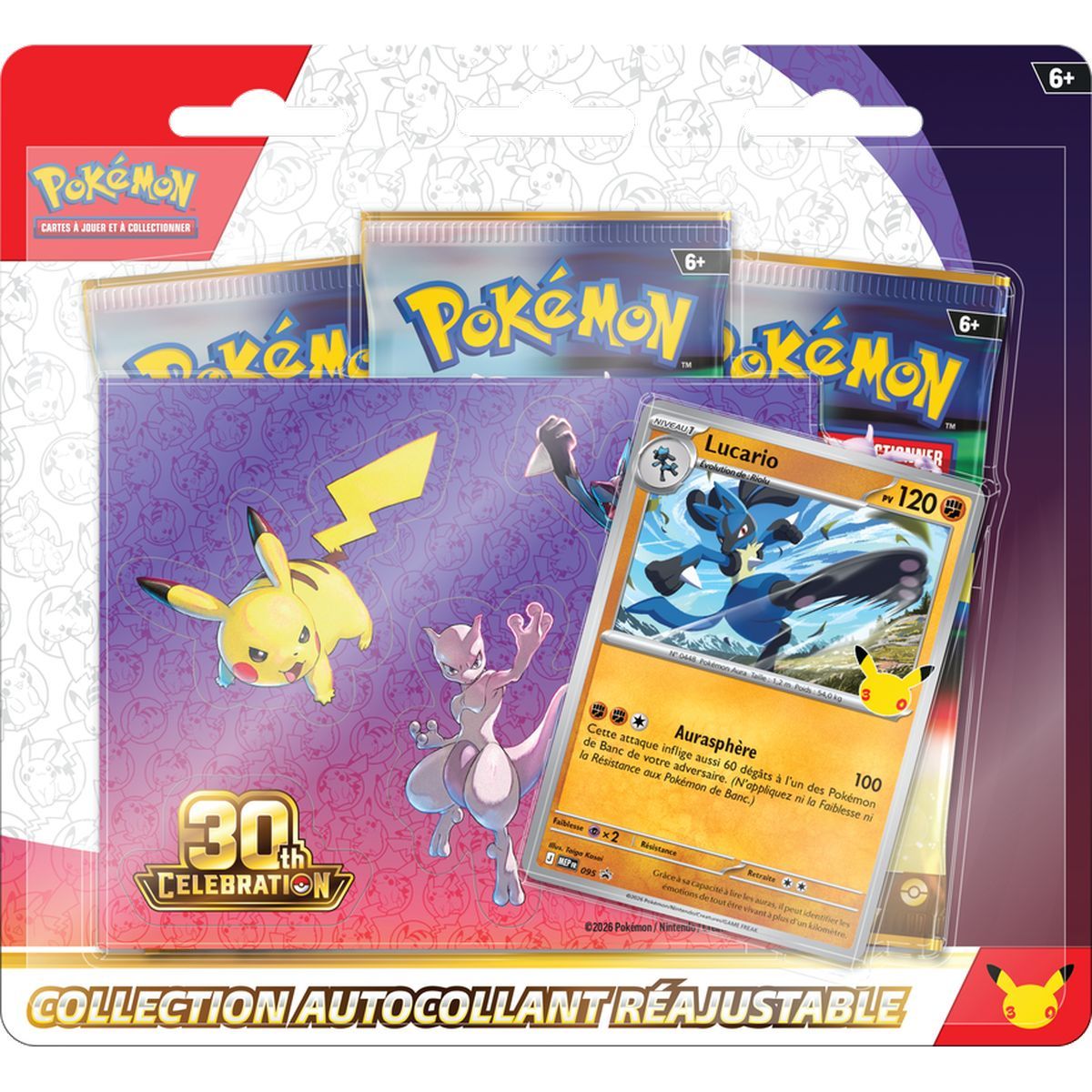 Tri-Pack Collection Sticker Réajustable - 3 Boosters - Noadkoko d'Alola/Lucario - 30e Anniversaire [ME05.5][30C] - Pokémon - FR