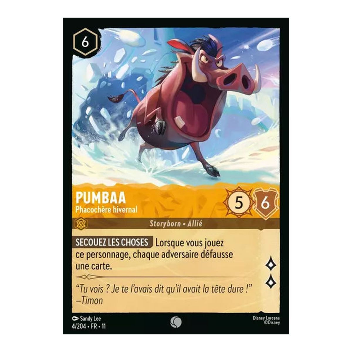 Pumbaa, Phacochère hivernal - 4/204 - WIN - Givresort - Brillante - Premium - Français