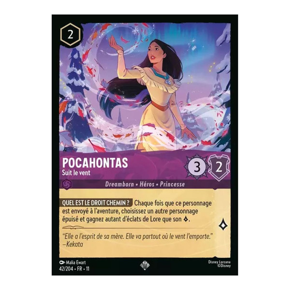 Pocahontas, Suit le vent - 42/204 - WIN - Givresort - Brillante - Premium - Français