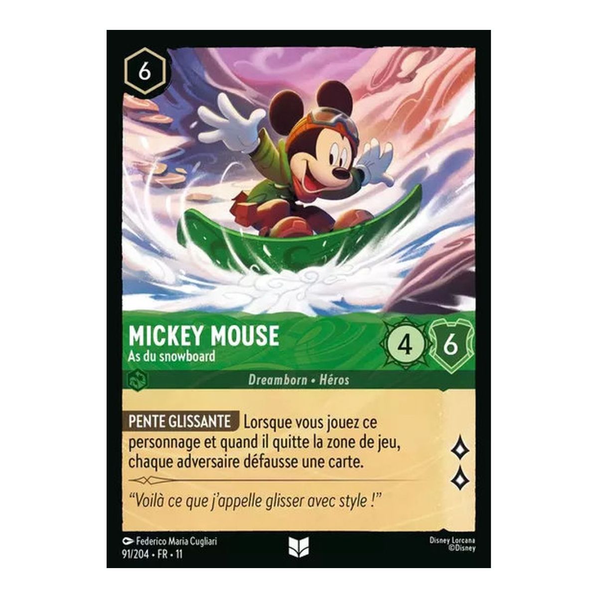 Item Mickey Mouse, As du snowboard - 91/204 - WIN - Givresort - Peu Commune - Français